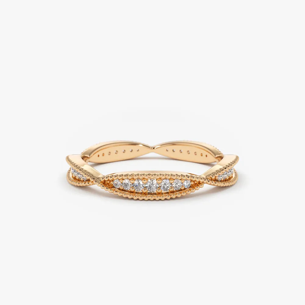 14K Gold Art Deco Graduating Diamond Full Eternity Ring