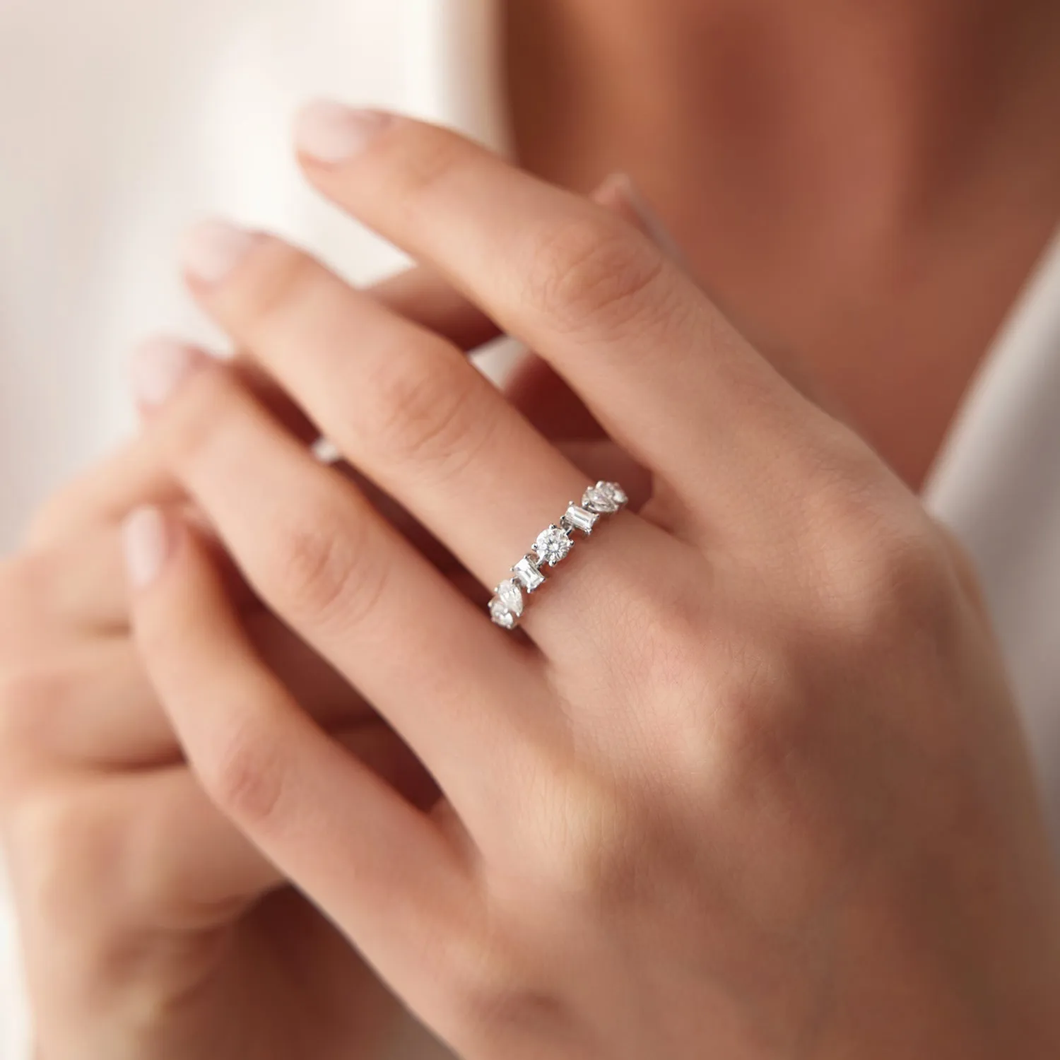 14k Mixed Cut Diamond Anniversary Ring