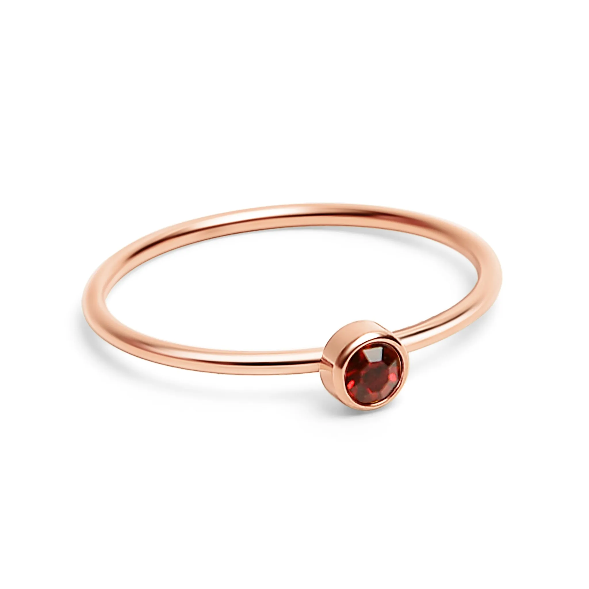 18k Rose Gold PVD Coated Stainless Steel Birthstone Stacking Ring Size 3 / ZRJ1002