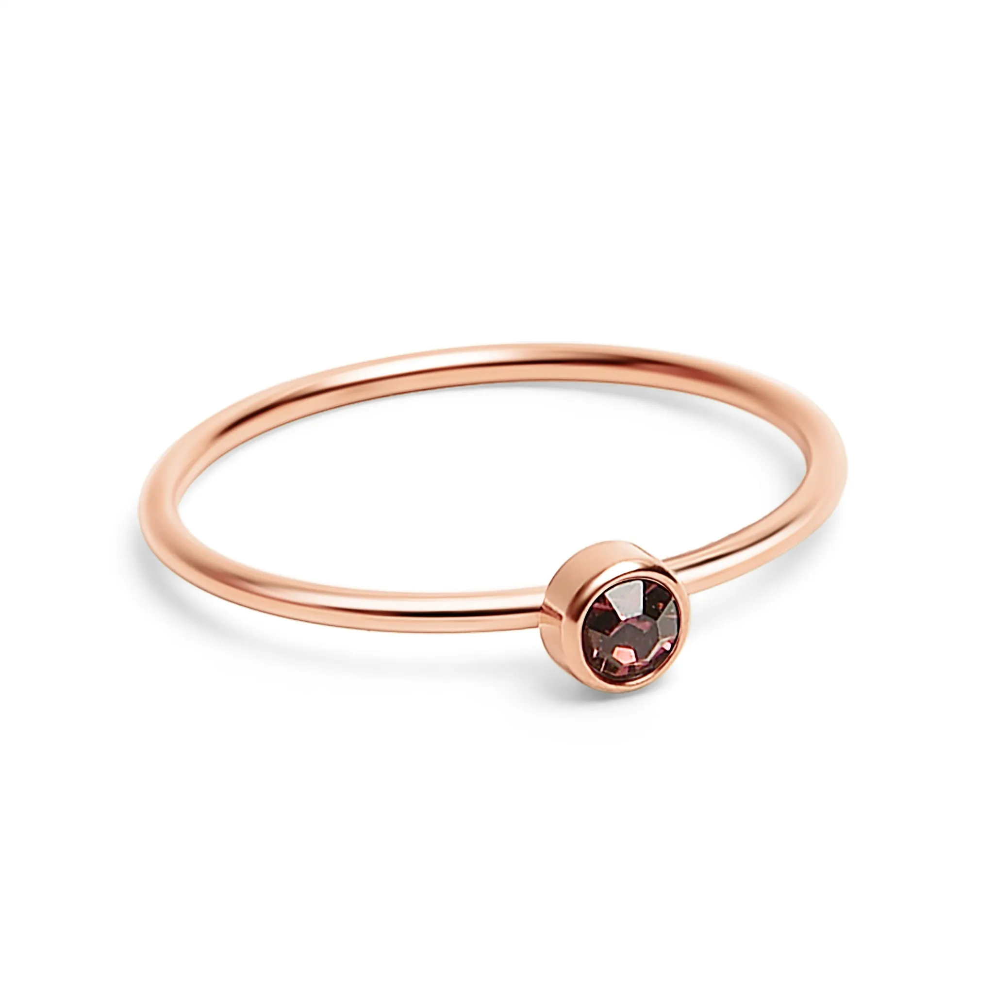 18k Rose Gold PVD Coated Stainless Steel Birthstone Stacking Ring / ZRJ1002
