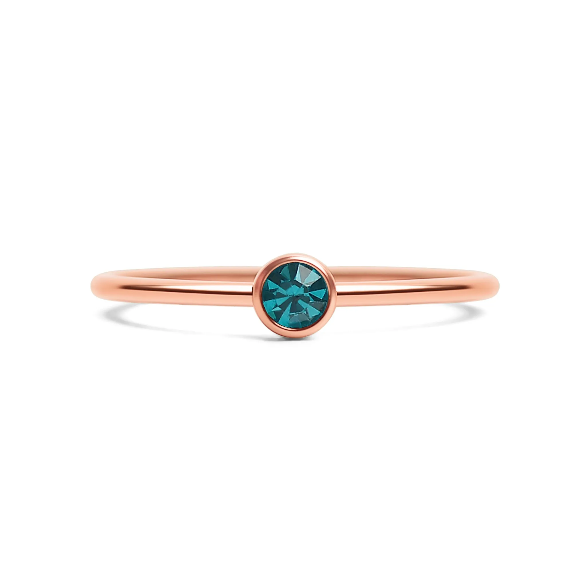 18k Rose Gold PVD Coated Stainless Steel Birthstone Stacking Ring / ZRJ1002