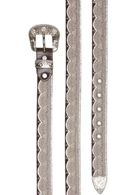 Angel Ranch Girls' Brown Lace, Crystal & Stud Western Belt