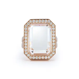 Bell Diamond Rectangular Rock Crystal Ring