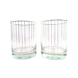Culver Signed Mid-Century 22-Karat Gold Devon Double Old Fashion Glasses (Set of 2)