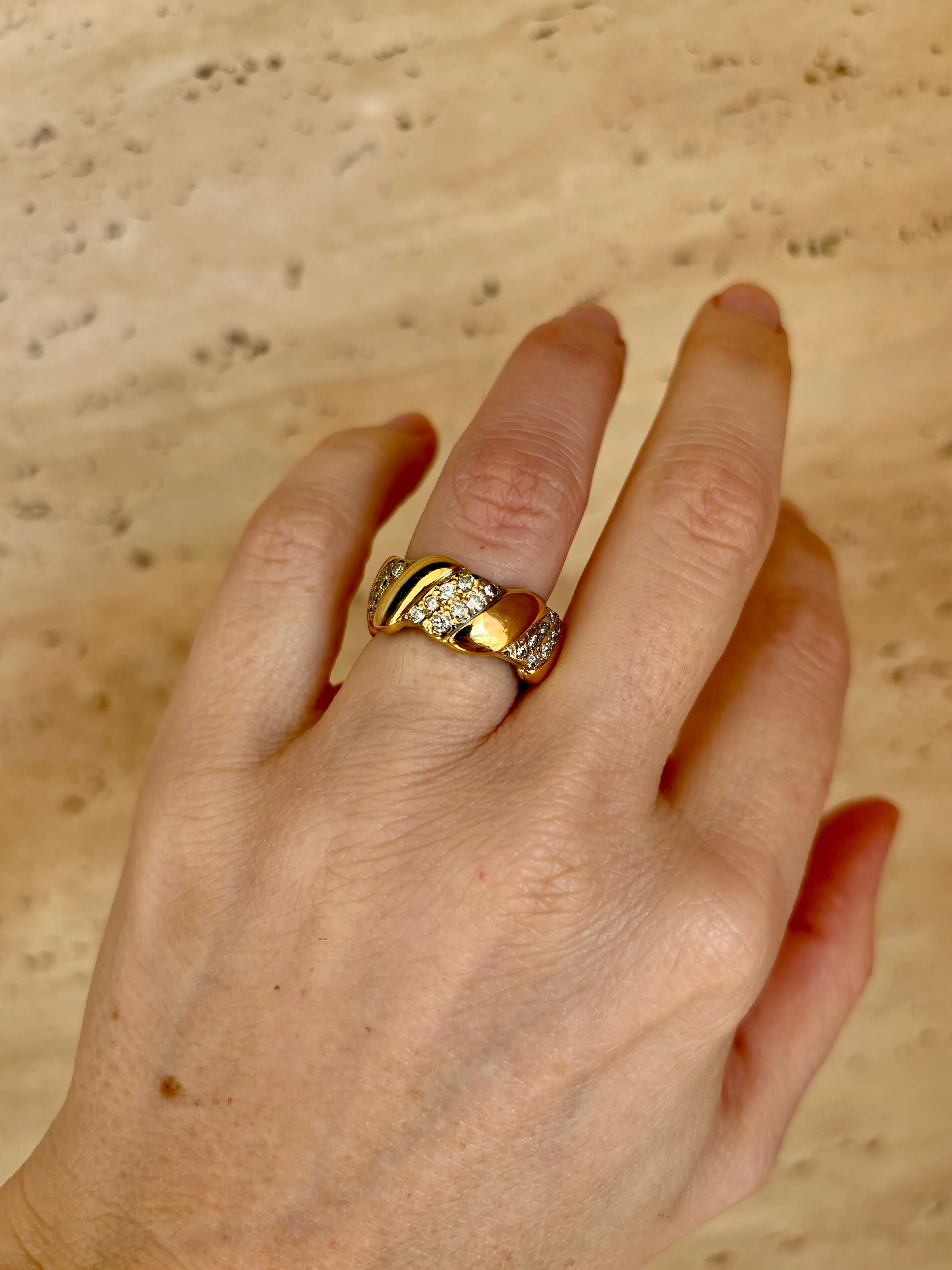 David Webb Diamond Gold Band Ring