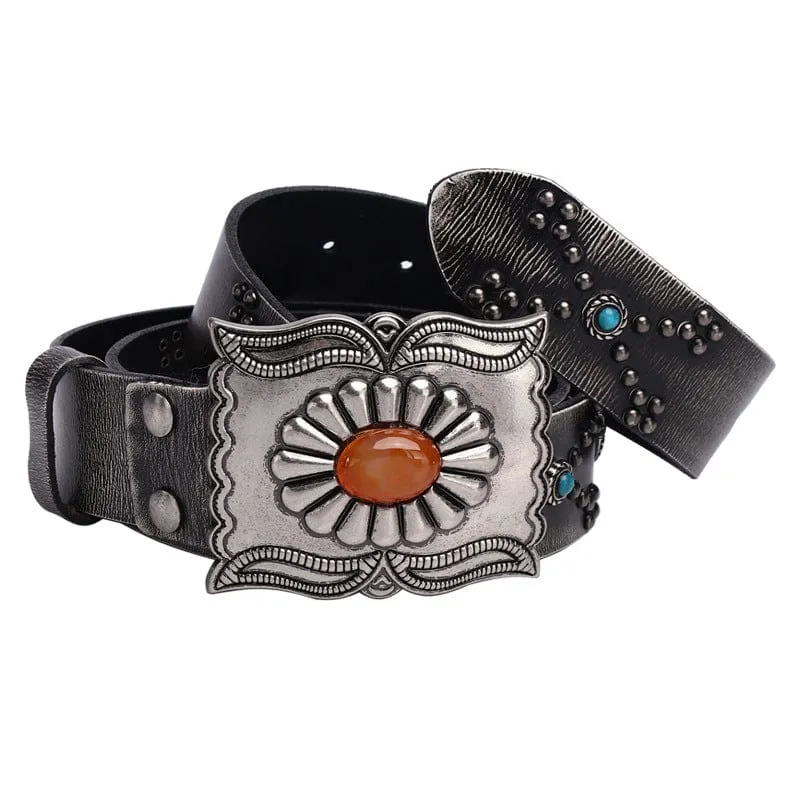 Men's Gothic Diamante Cross Studded Belt