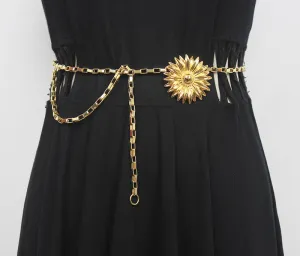 Retro Niche High-quality Sun Flower Waist Chain Women's Belt Chain Accessories Fashion Belt